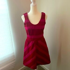 JB by Julie Brown Burgundy and Pink Striped Mini Dress